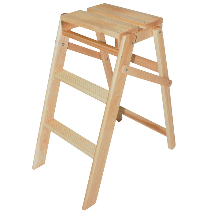 SGABELLO LEGNO A 3 GRADINI PIEGHEVOLE- 1,0 pz