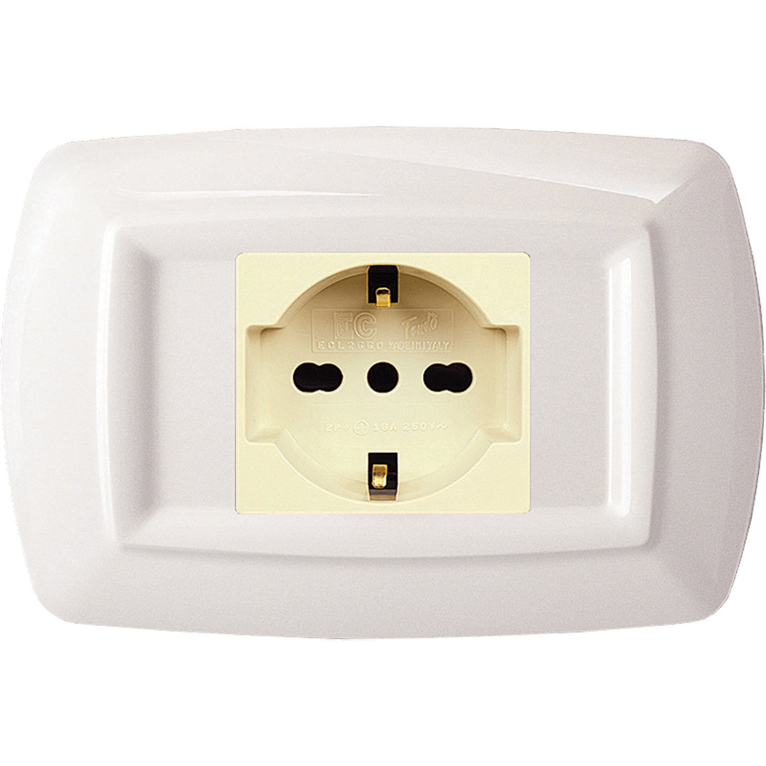 TONDO PLACCA MAGIC PLAST 1P SCHUKO BIANCO- ELETTROCANALI- 10,0 pz