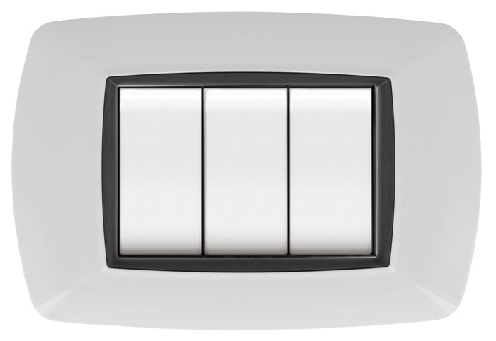 PLACCA LIFE LIVING PLAST BIANCO 4P CORNICE NERO- ELETTROCANALI- 1,0 pz