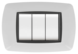 PLACCA LIFE LIVING PLAST BIANCO 7P CORNICE NERO- ELETTROCANALI- 1,0 pz