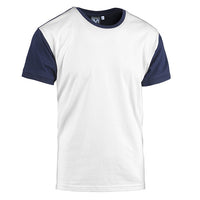 T-SHIRT COLLEGE BIANCO/BLU NAVY MIS. XL- 10,0 pz