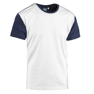 T-SHIRT COLLEGE BIANCO/BLU NAVY MIS. XL- 10,0 pz