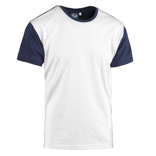 T-SHIRT COLLEGE BIANCO/BLU NAVY MIS. XL- 10,0 pz