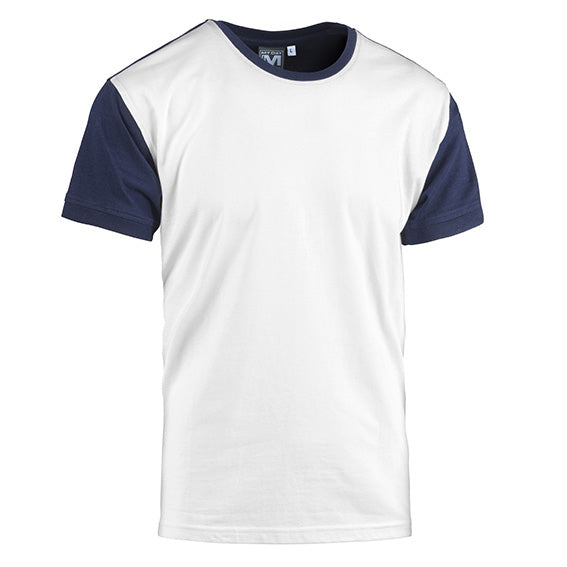 T-SHIRT COLLEGE BIANCO/BLU NAVY MIS. XL- 10,0 pz