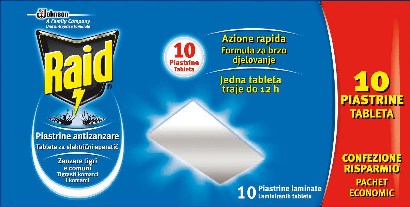 PIASTRINE DI RICAMBIO RAID 10 PZ- S.C.JOHNSON ITALY- 24,0 confezione