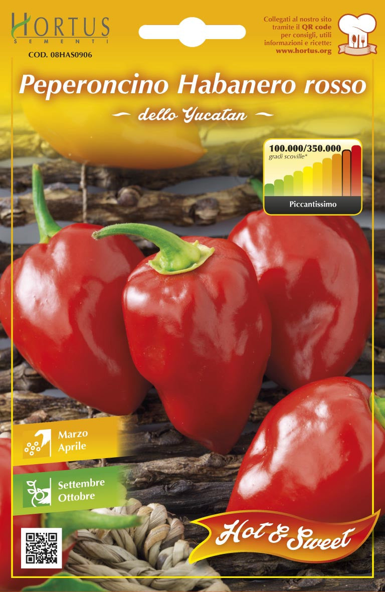 SEMI ORTO PEPERONCINO HABANERO ROSSO- HORTUS SEMENTI- 10,0 pz