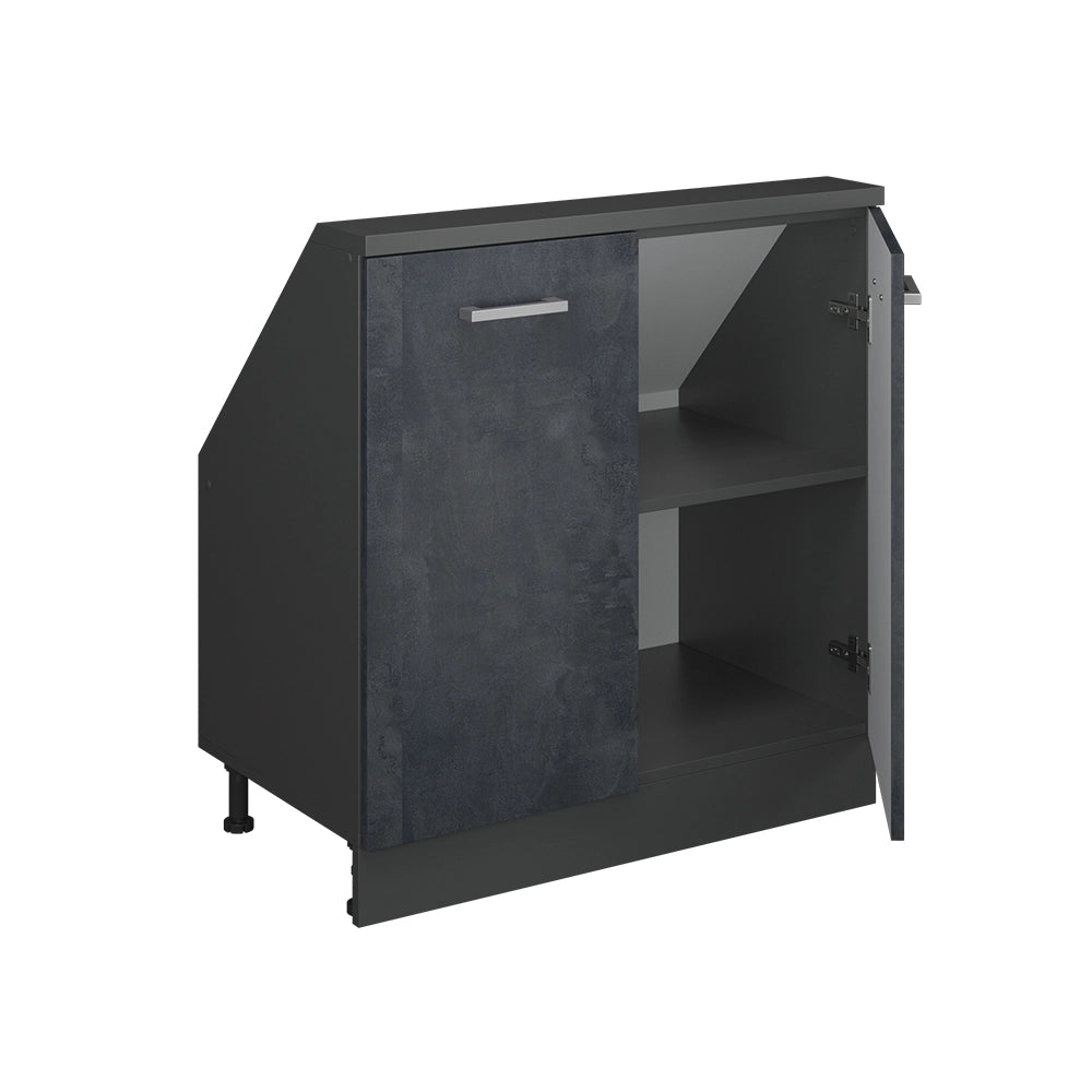 Mobile cucina sottotetto R-Line Calce nera/Antracite 80 cm con 2 porte Vicco