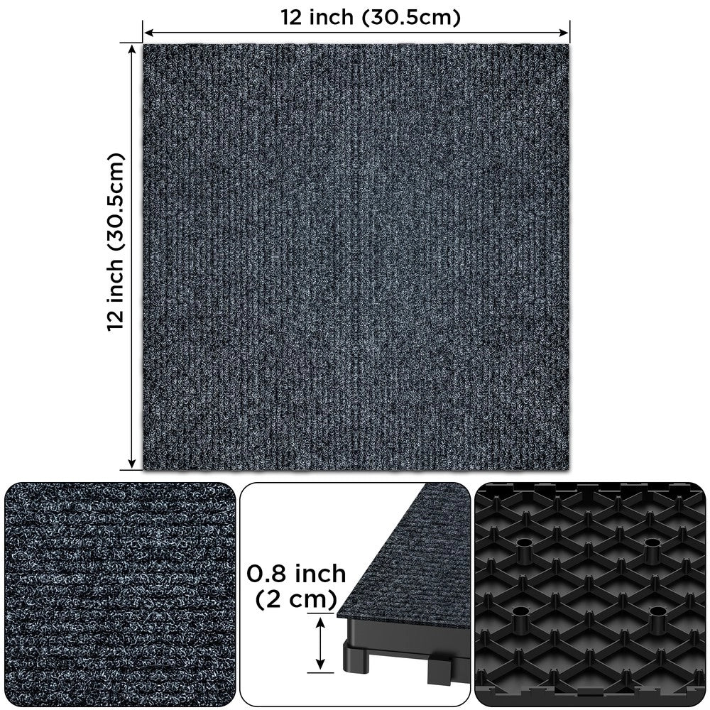 Piastrelle da Balcone Modulari Interlocking ¨C MINIMAL ¨C 30x30cm, Set 36 pcs, Polipropilene, Grigio