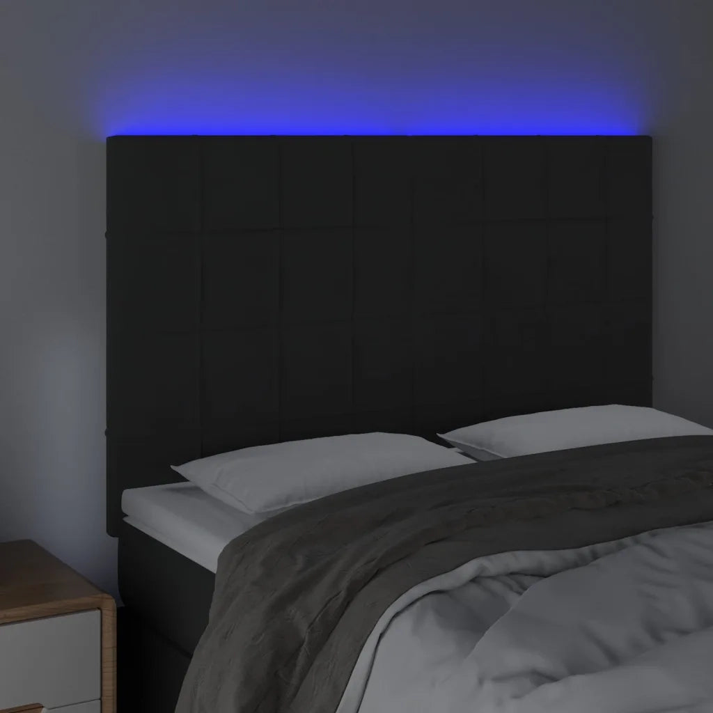 Testiera a LED-Testata con LED Nera 144x5x118/128 cm in Velluto 410062
