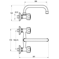 Rubinetto a muro up canna alta in ottone cucina con erogazione orientabile *** confezione 1