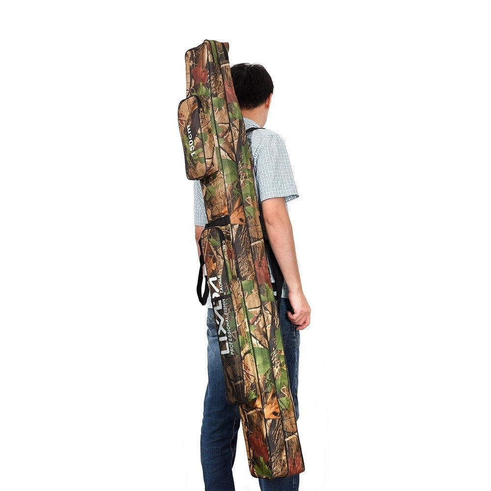Trade Shop - Borsa Fodero Custodia Porta Canne Da Pesca 150cm Con 2 Scomparti Zip Pieghevole -