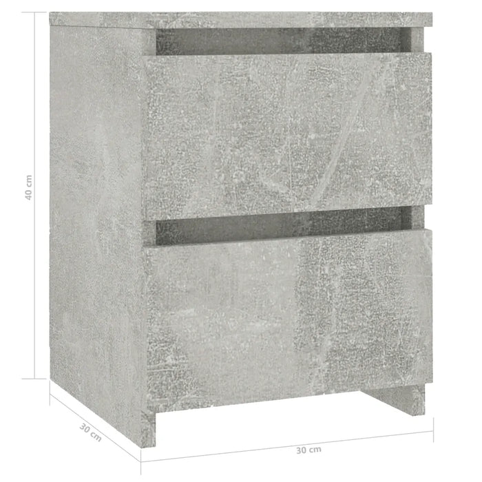 Comodini 2pz Grigio Cemento 30x30x40 cm in Legno Multistrato 800522