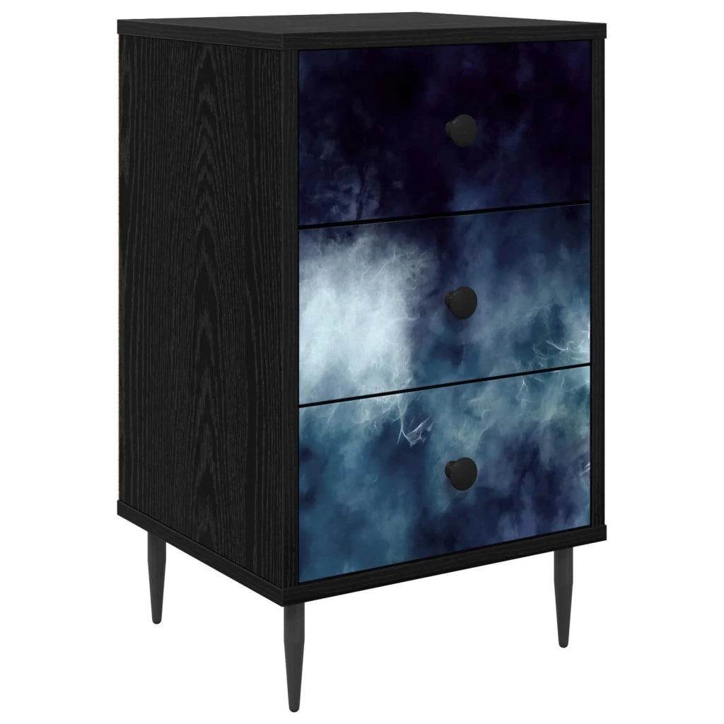 Armadio da Notte RAALTE Rovere Nero 36 x 33 x 61 cm 8007315