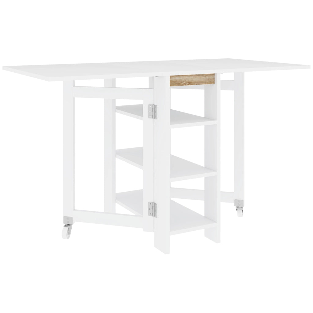 Tavolo da pranzo pieghevole con ripiani ¨C zephmum ¨C 120x60x75 cm bianco