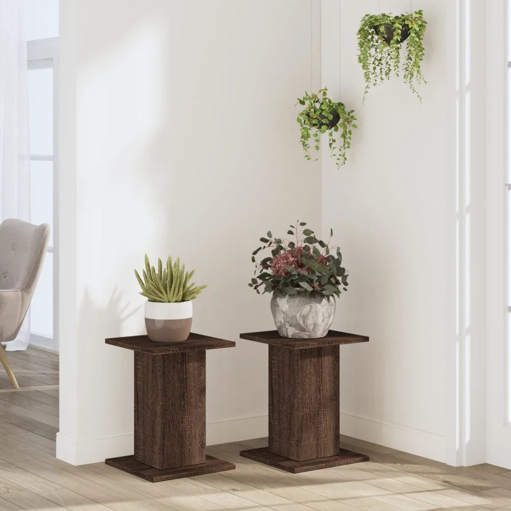 Supporti per Piante 2 pz Rovere Marrone 30x30x40 cm Truciolato