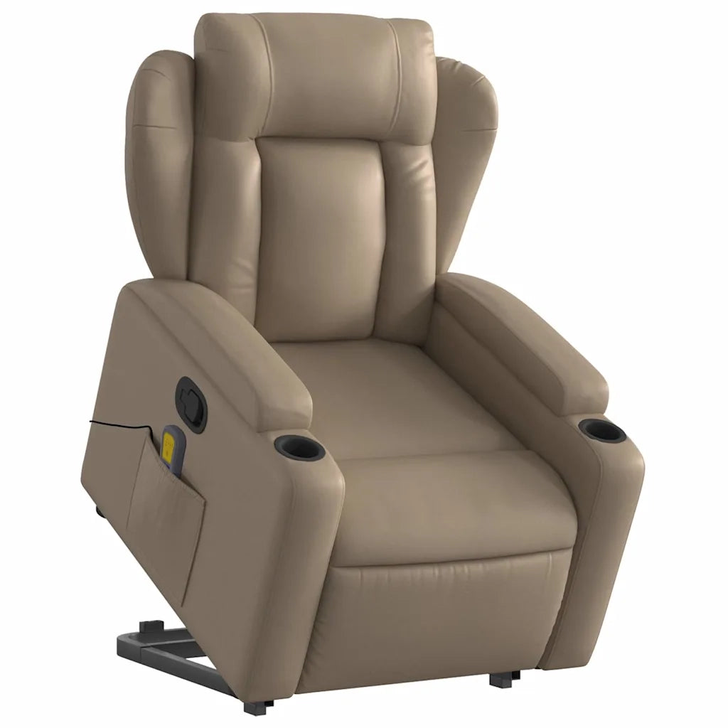Poltrona Alzapersone Massaggi Reclinabile Cappuccino Similpelle 3204557