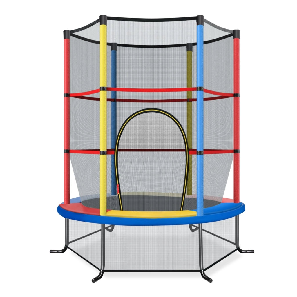 Tappeto elastico per bambini con rete di sicurezza, Tappeto elastico con struttura in acciaio resistente Colorato