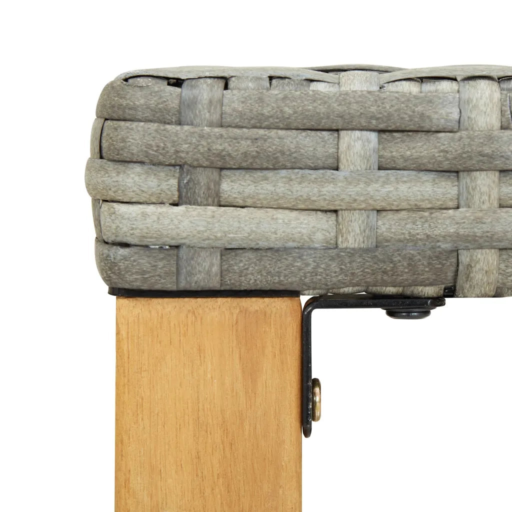 Panchina da Giardino 120 cm Grigia Polyrattan e Legno Acacia 46489