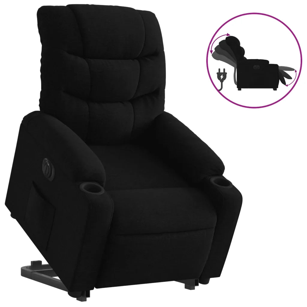 Poltrona Alzapersona Reclinabile Elettrica Nera in Tessuto 3206665