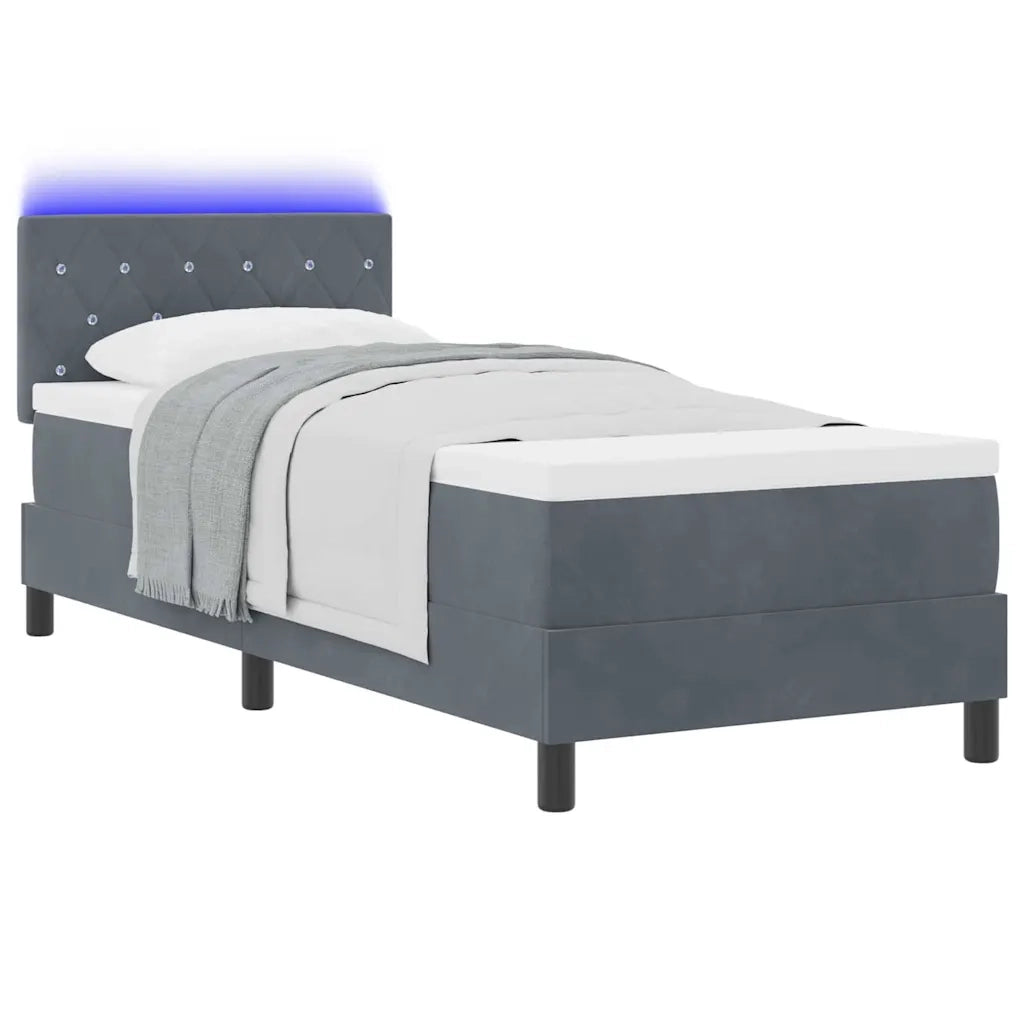 Letto a Sorgente LED con led Grigio scuro 80 x 200 cm Velluto 3342549