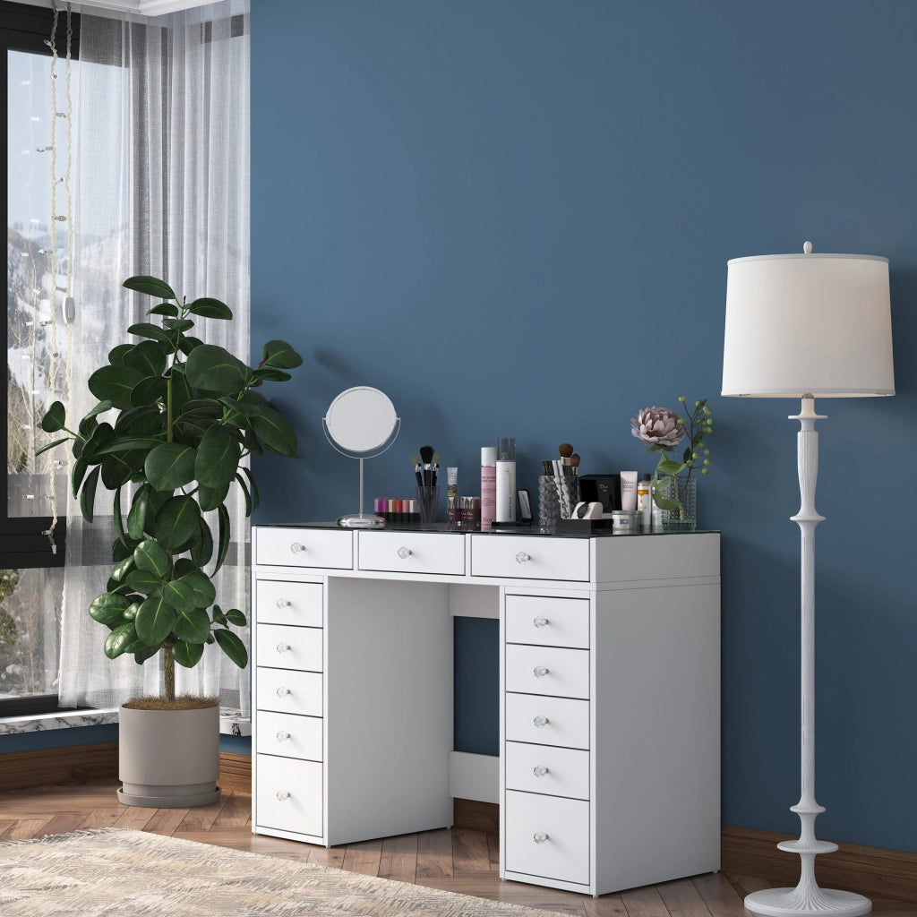 Comodino "Sina" con cassetti in legno incorporati - 120 x 44 x 80 cm - Bianco