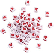 50 pezzi di perline acrilica a forma di cubo grande foro bianco con spaziatore rosso quadrato perline libere 7 x 7 x 7 mm mini perline per artigianato DIY gioielli collane bracciali