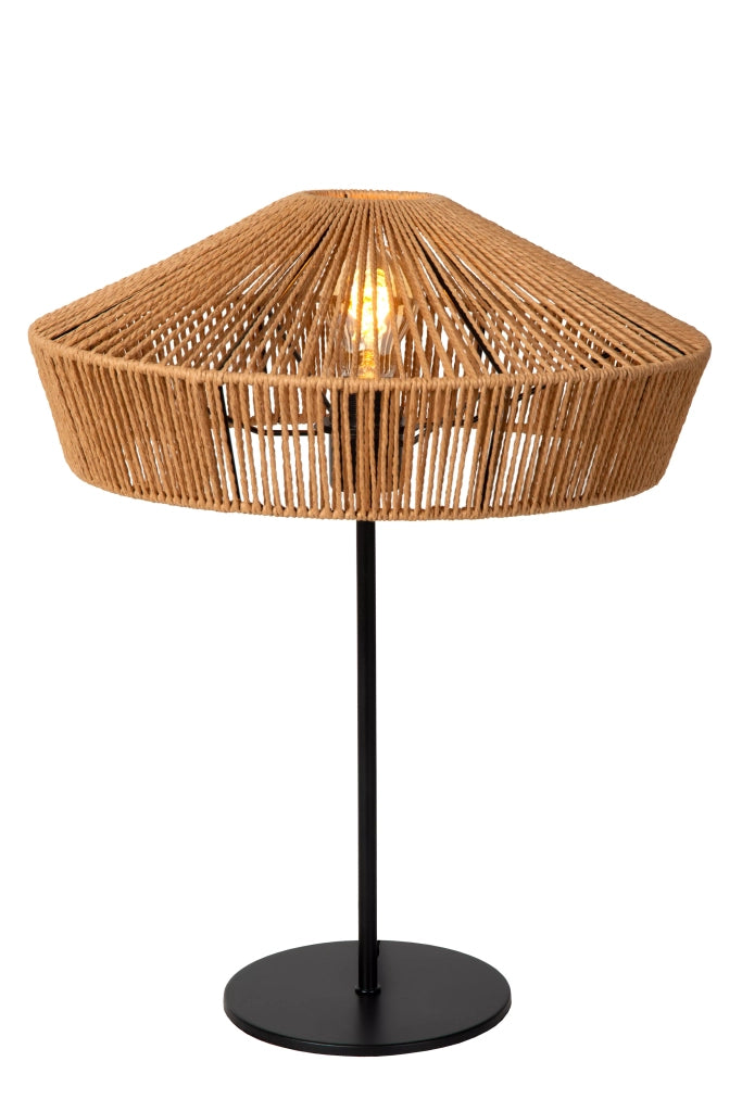 Lampada da tavolo Yunkai Lucide E27 rattan nero marrone