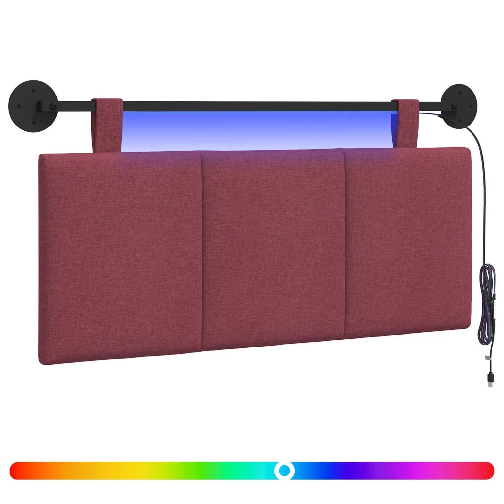 Testiera sospesa Con luce LED Rosso Vino Tessuto