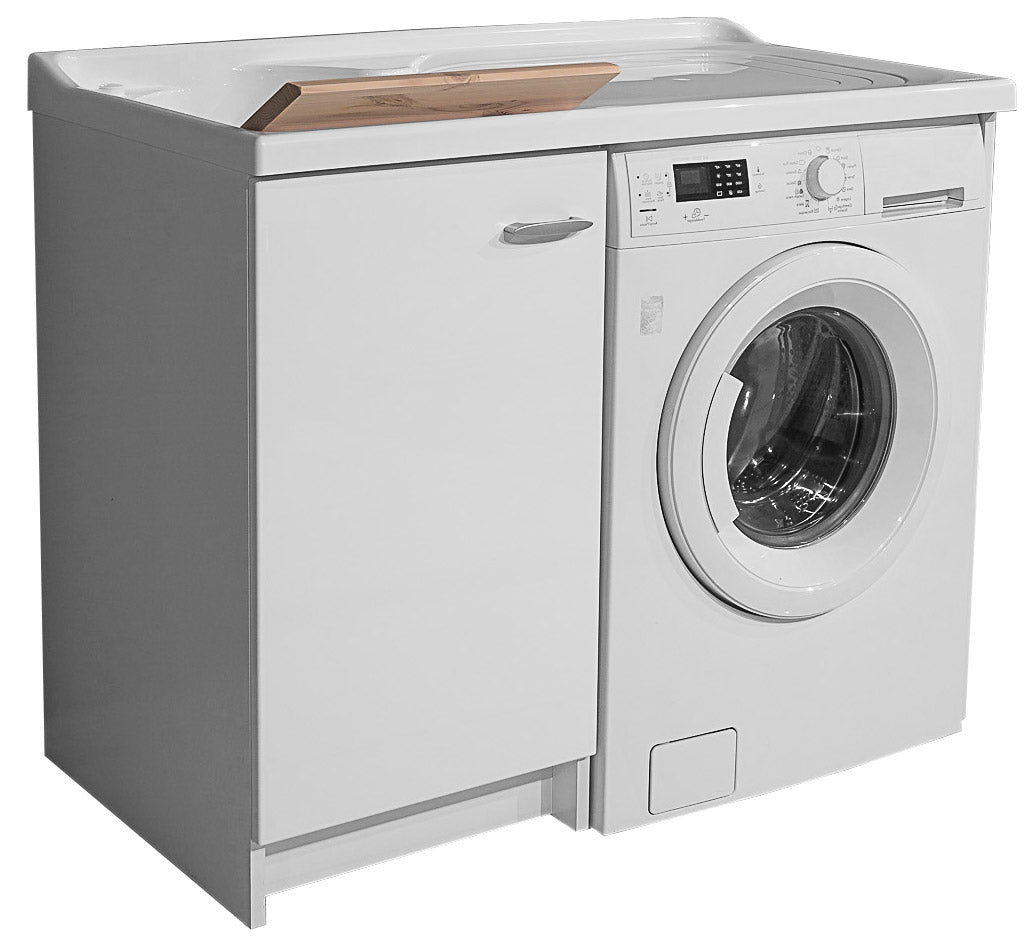 Lavatoio e Coprilavatrice 109x60x89cm Asse in Legno Montegrappa Marella Bianco Sinistro