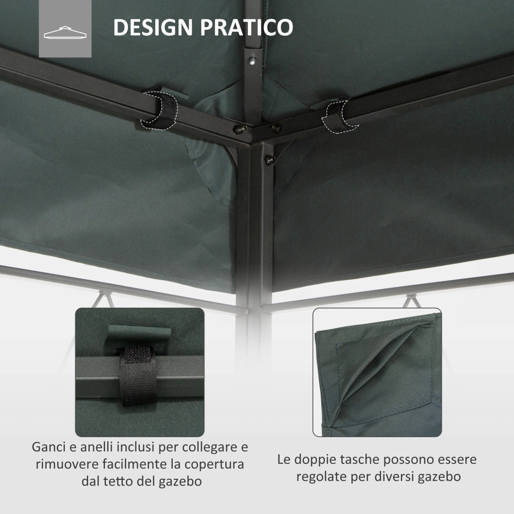 Copertura per Gazebo 4x3 m ¨C zephmum ¨C Grigio Antracite, Poliestere