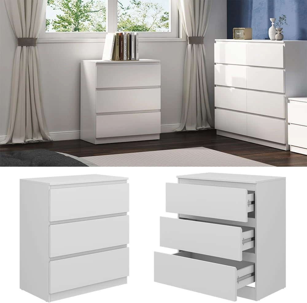 Cassettiera Calisto, Bianco, 39 x 78.5 cm, per riporre abiti e oggetti di uso quotidiano
