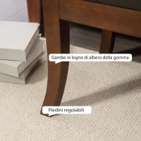 Panca Fondo Letto Imbottita con Design a Bottoni e Gambe Ricurve, in Pelle PU e Legno, 120x38x46 cm, Nero