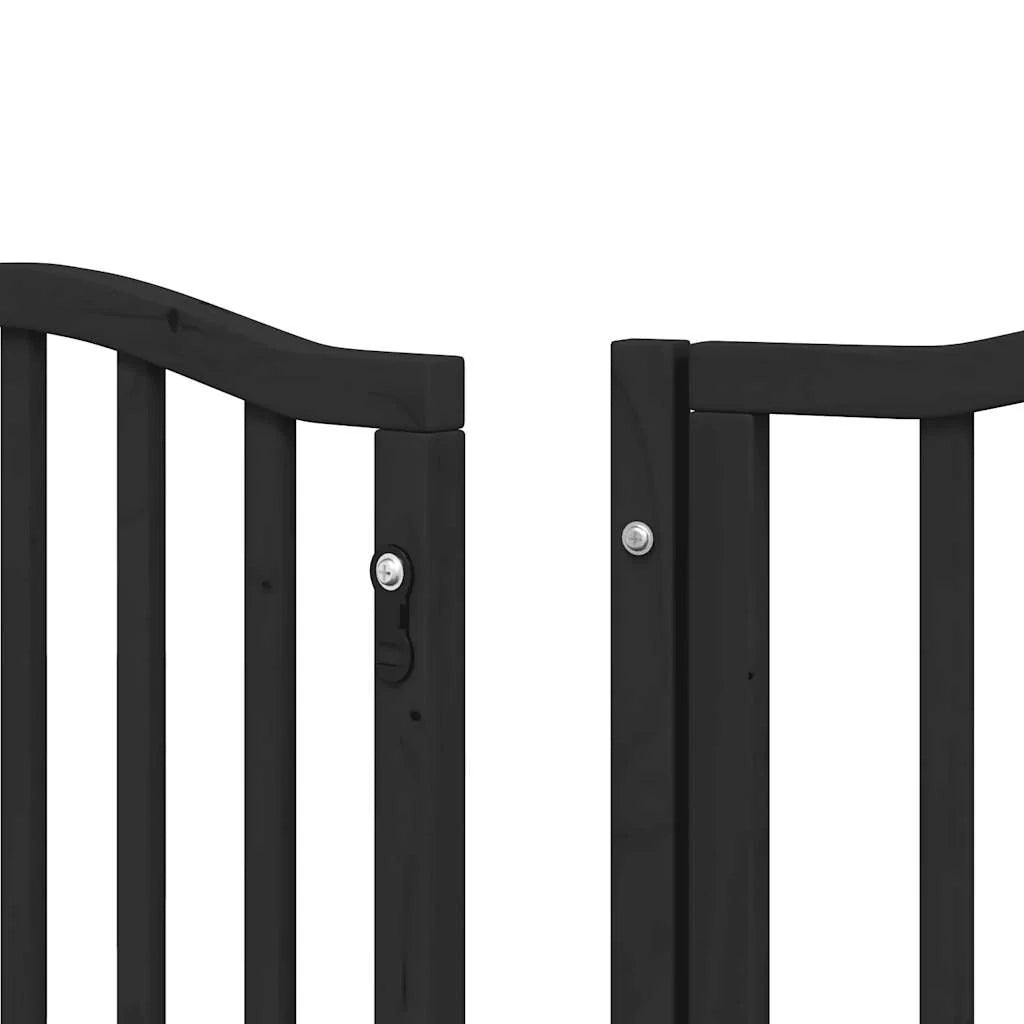 Cancelletto di sicurezza per animali domestici porta pieghevole 9 pannelli legno di pioppo nero 02_0023280