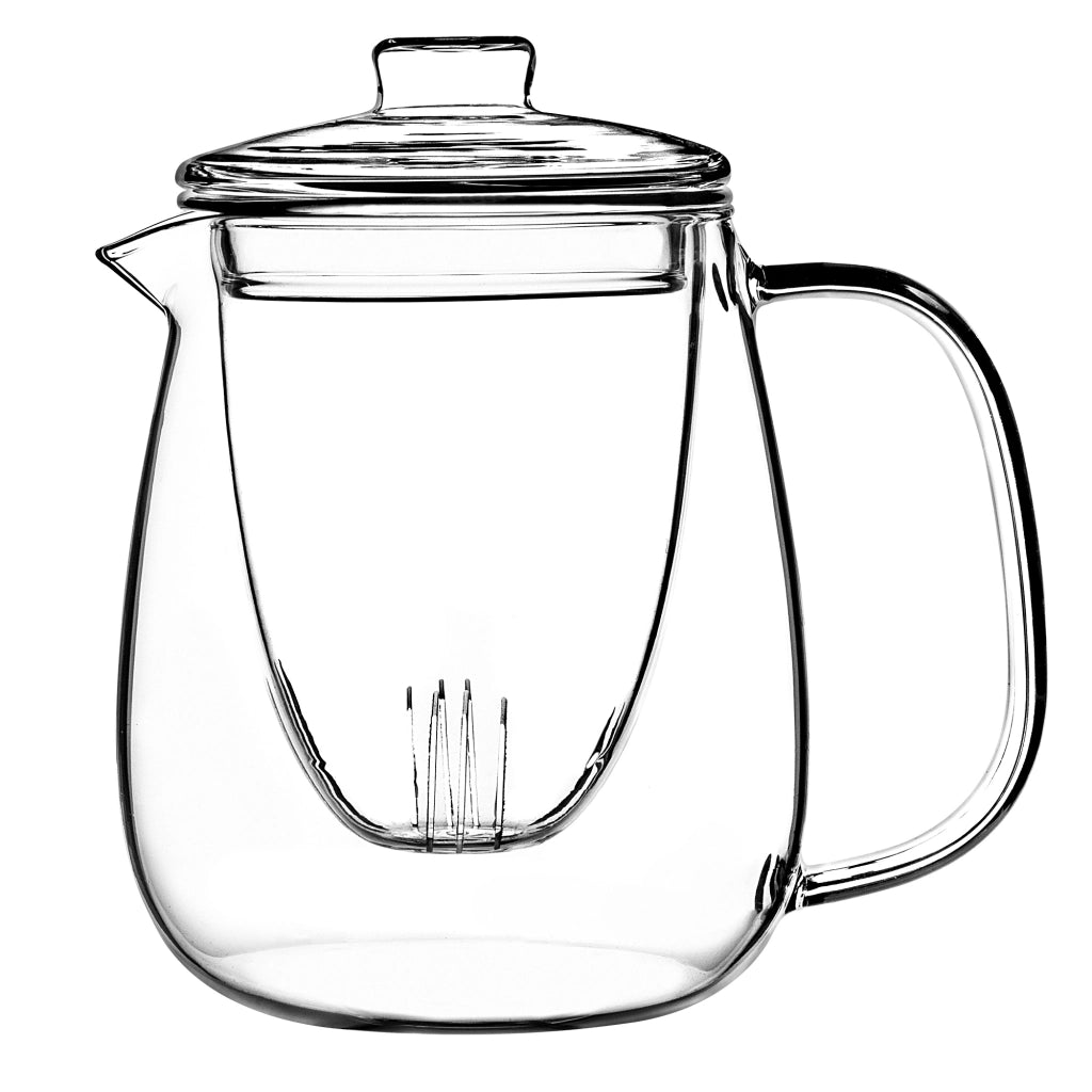 Teiera in vetro KADAX da 600 ml con inserto e infusore per erbe aromatiche.