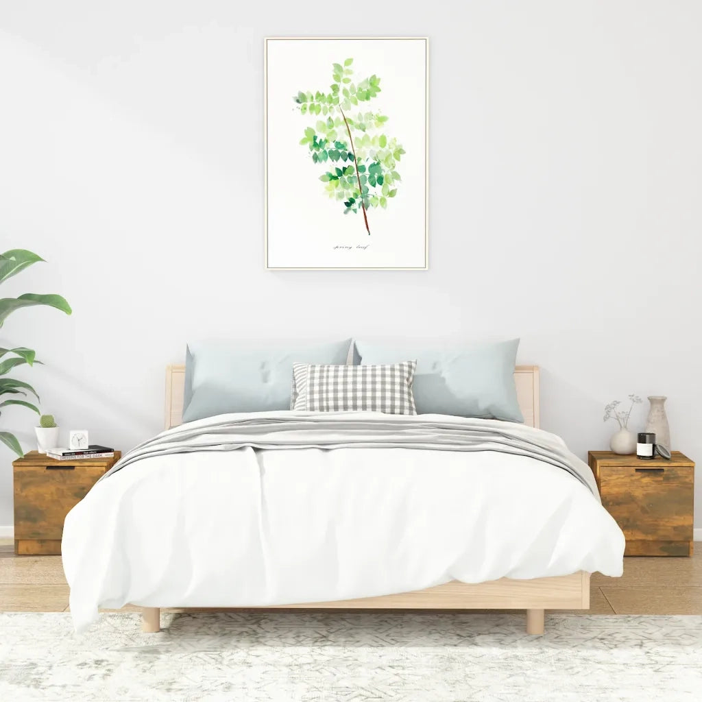 Set di 2 Comodini | Armadio da Notte | Mobiletto da notte Rovere Fumo 40x39x40 cm