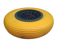 RUOTA PER CARRIOLA PU PIENA CON CUSCINETTI  perno mm.20x130, interasse mm.80    IL CAMPO