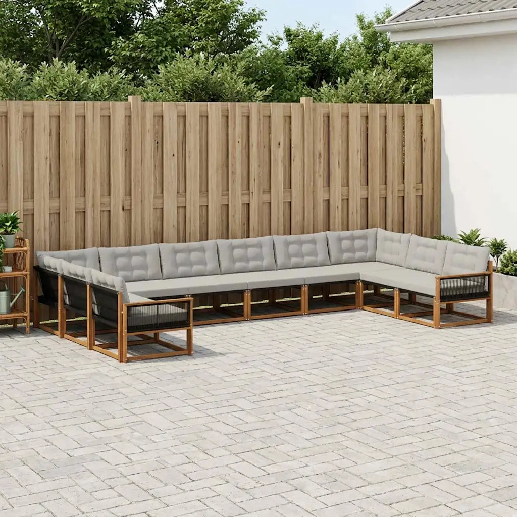Set di divani da esterno 10 pcs Naturale e Grigio Chiaro 3381711