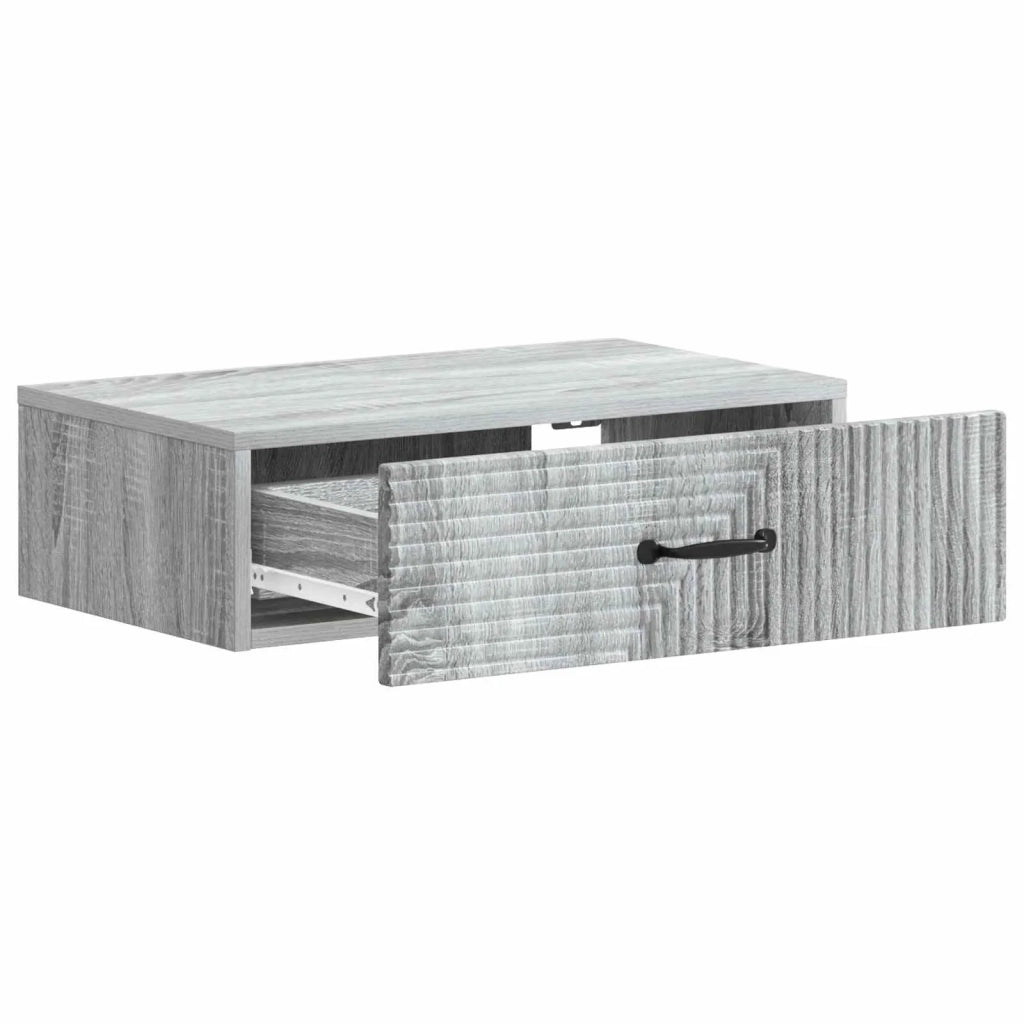 Tavolino da Parete Laterale Grigio Sonoma 59 x 34,5 x 17 cm