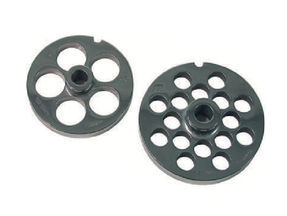 PIASTRE IN ACCIAIO TEMPRATO PER TRITACARNE ELETTRICI- - n°22 foro mm.6 - 1 blister REBER