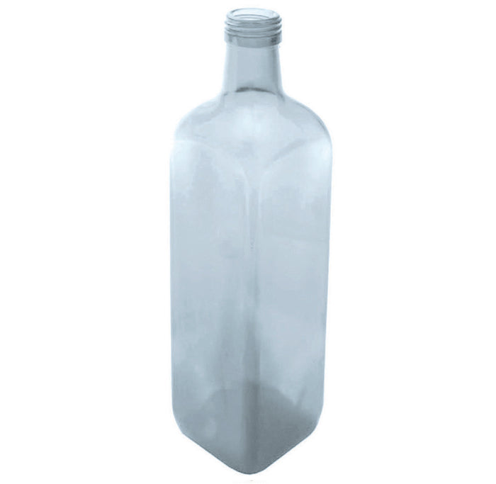 BOTTIGLIA MARASCA IN VETRO QUADRA PER OLIO TRASPARENTE- - capacitÃE lt.0,10 - tappo 24 - 88 pezzi