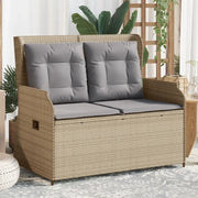 Panca Reclinabile da Giardino con Cuscini-Sgabello-Sedia da esterno Beige in Polyrattan 109123