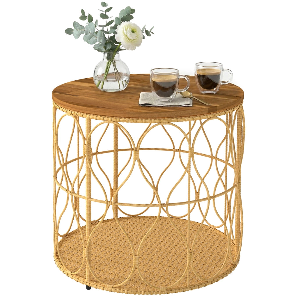 Tavolino da giardino ¨C zephmum ¨C legno acacia effetto rattan ?50 cm