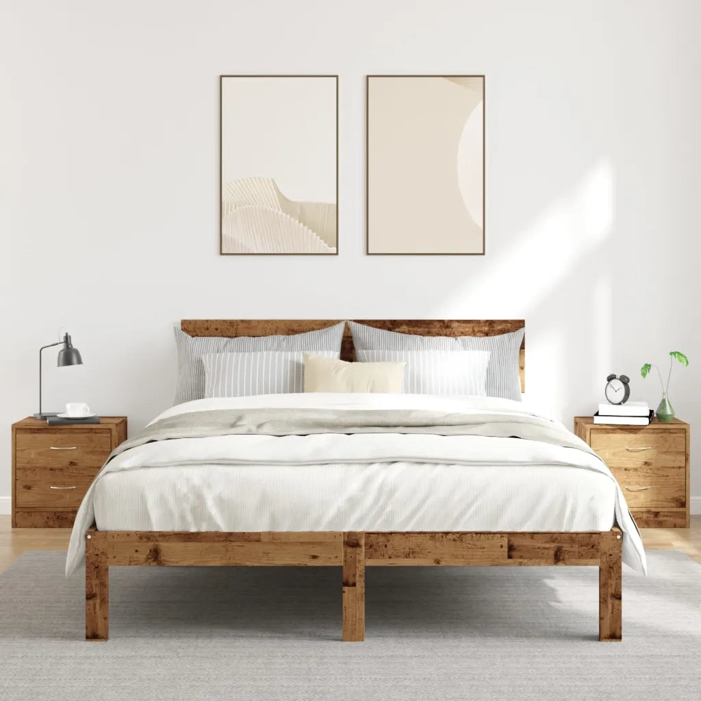 Set di 2 Comodini | Armadio da Notte | Mobiletto da notte Legno Antico 40x30x40 cm in Legno Multistrato