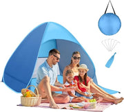 Ombrellone da Campeggio Portatile Leggero Automatico con Tendalino per 1-2 Persone Blu Famiglia Esterno