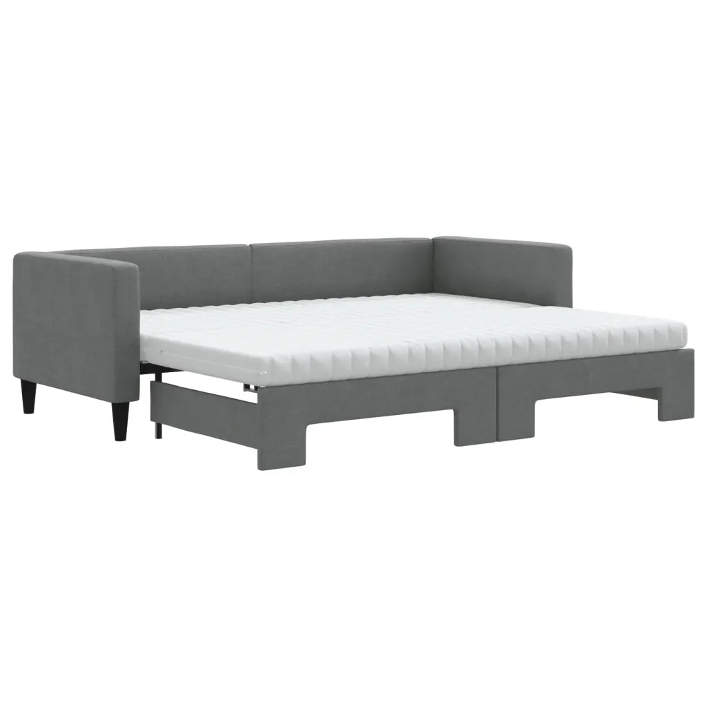 Divano Letto Estraibile Materassi Grigio Scuro 80x200 Tessuto 3196592