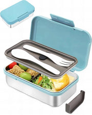 Lunchbox in acciaio inossidabile senza leva con pareti divisorie per bambine - Blu, 900 ml