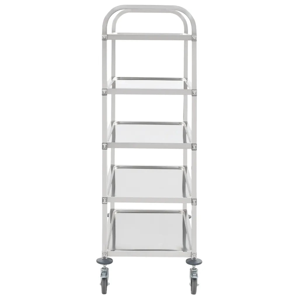 Carrello da Cucina a 5 Livelli 107x55x147 cm in Acciaio Inox cod mxl 74795