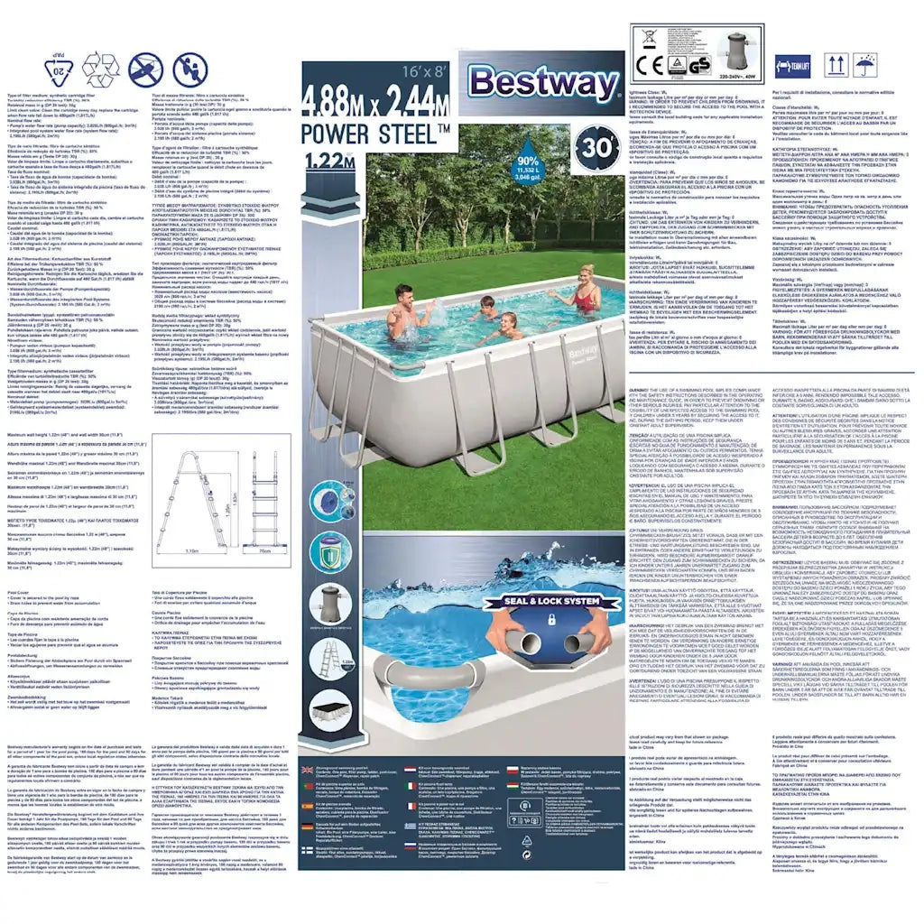 Bestway Power Steel Set Piscina Rettangolare 488x244x122 cm 92824