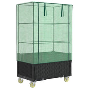 Fioriere | Cassetta per fiori | Letto Rialzato con Copertura e Ruote Effetto Rattan 80x50x182cm