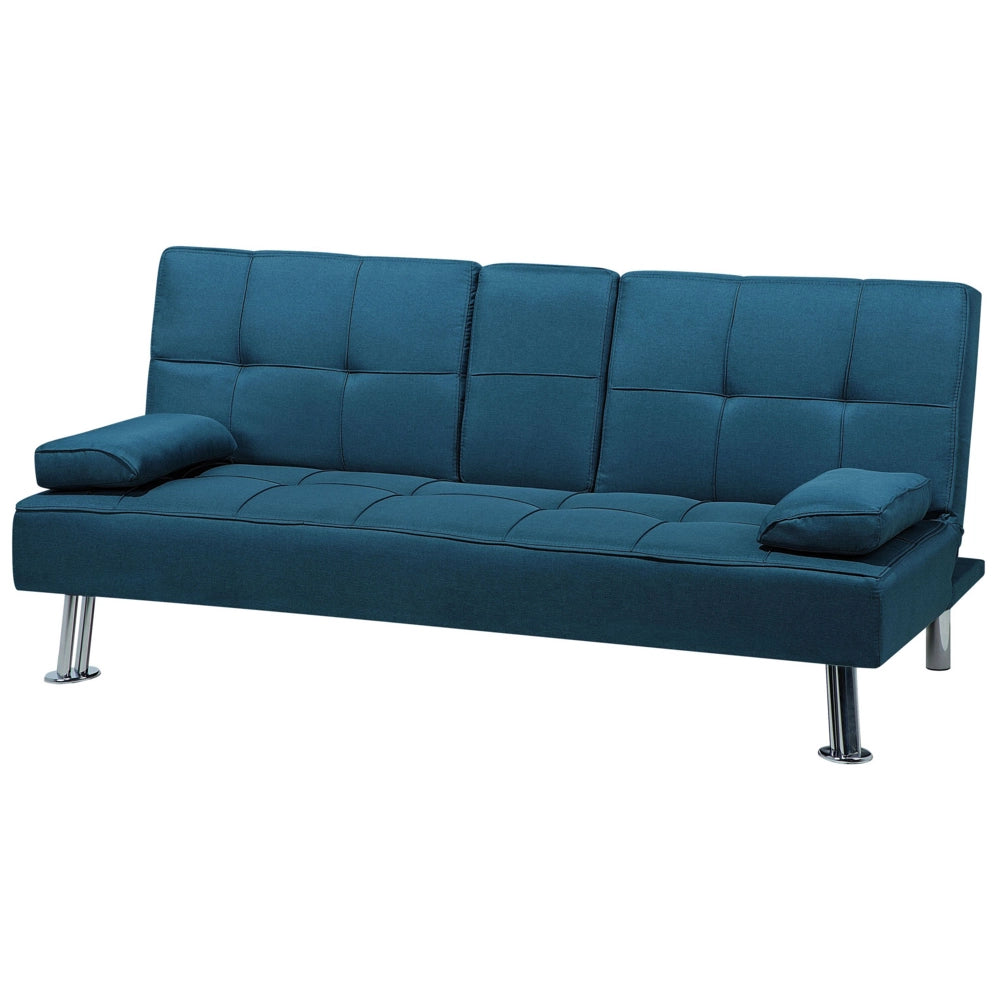 Divano letto blu 3 posti tavolo a ribalta Click Clack soggiorno